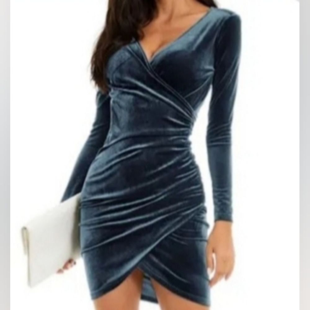 Elegant Velvet Blue Dress  Size Large
